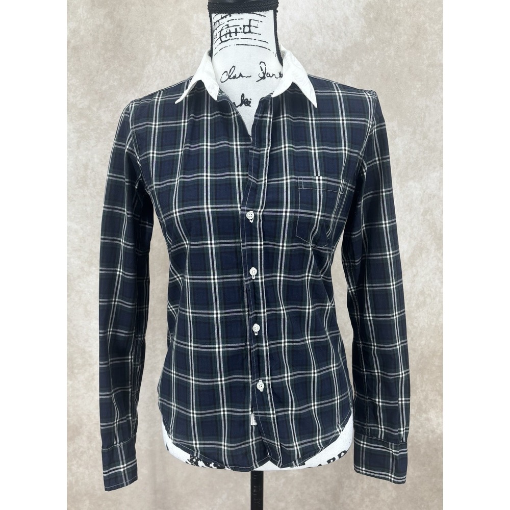 Frank & Eileen Barry Button Front Shirt Size XS Plaid Long Sleeve Cotton‎